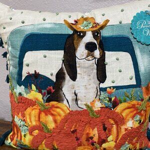 Pioneer Woman Cute Charlie Dog Truck Pumpkins Pillow